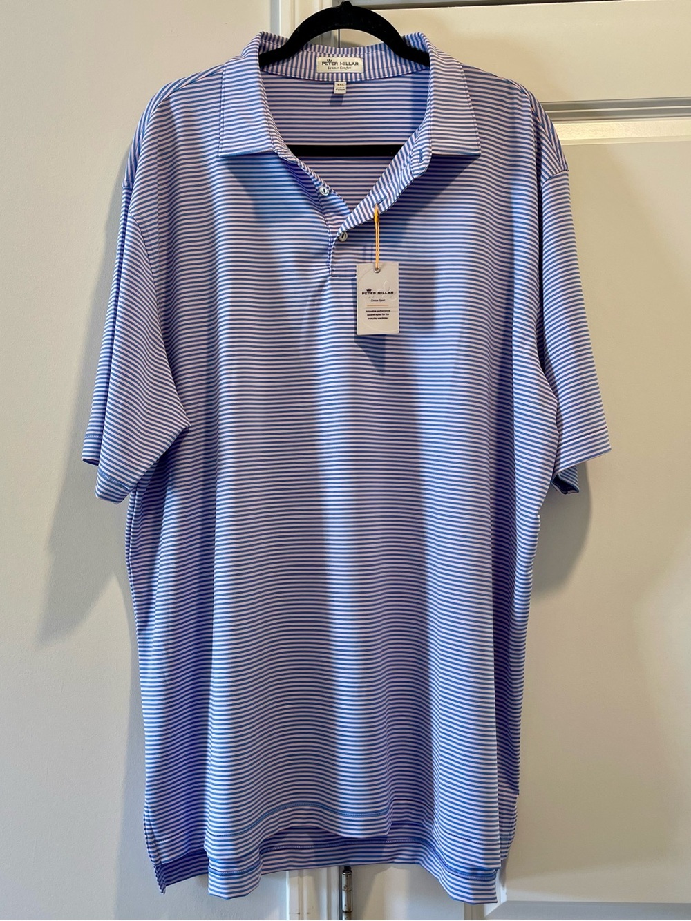 Peter Millar Blue & Pink Striped Polo Crown Sport Summer Comfort Men's XXL NWT